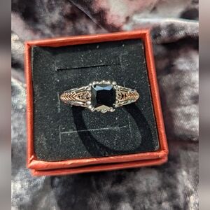 Ladies Elegant Two-Tone Black Sapphire Ring (9.75)